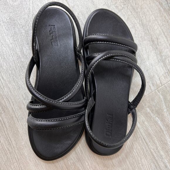 Olakai Sandals Womens Size 6/7 Black Tiare Strappy Full Grain Leather Slingback - Picture 10 of 10